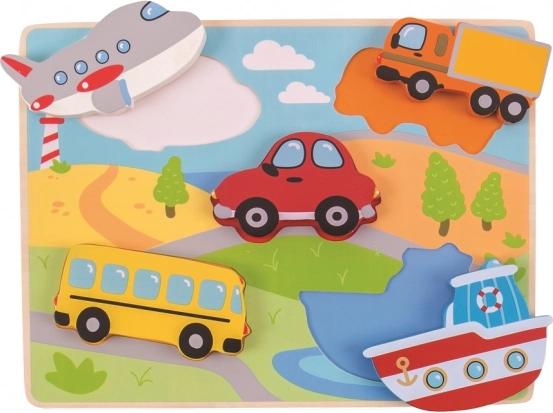 Lesene vstavljanke – prevozna sredstva BIGJIGS TOYS
