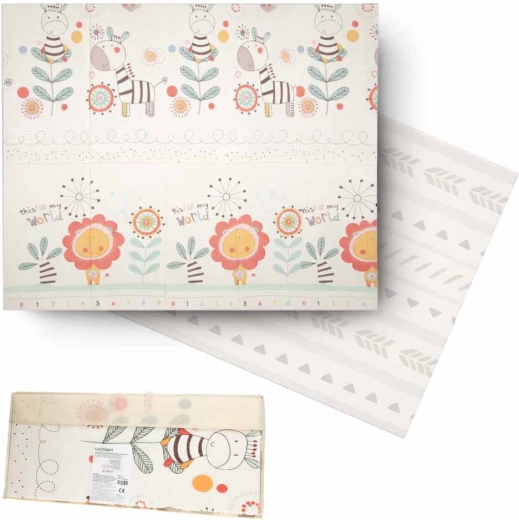 Zložljiva dvostranska penasta izobraževalna podloga 180 × 200 cm z živalicami