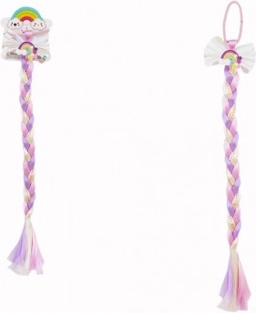 Gumica za lase s pentljo in barvnim repom z bleščicami