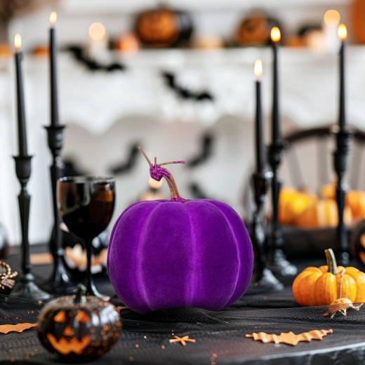 Halloweenska dekoracija buča, vijolična, 16,5 cm