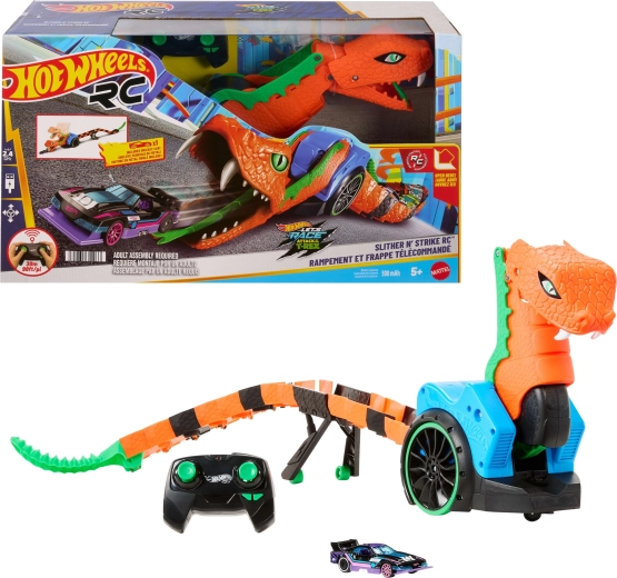 Hot Wheels RC mehanska kača Slither n' Strike z izstreljevalnikom avtomobilčkov in avtomobilčkom 1:64