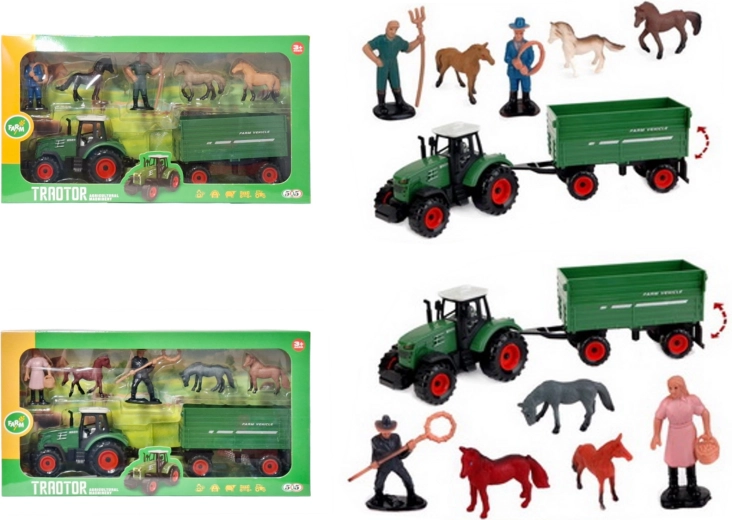 Kmetijski set: traktor s prikolico in dodatki