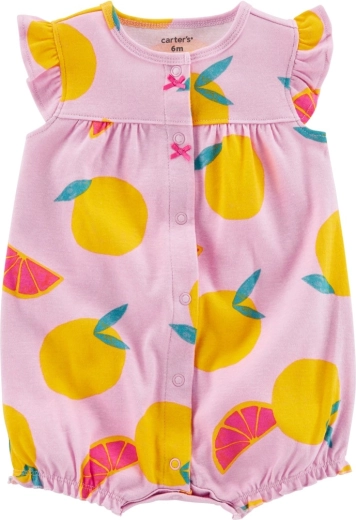 Carter's poletni pajac s kratkimi rokavi Purple Lemon, za deklice, vel. 56
