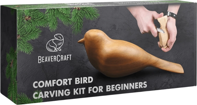 BeaverCraft Comfort Bird komplet za rezbarjenje lesa za začetnike