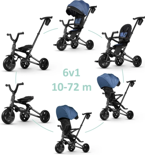 Zložljiva otroška tricikla Qplay Nova Niello Blue 10–72 mesecev