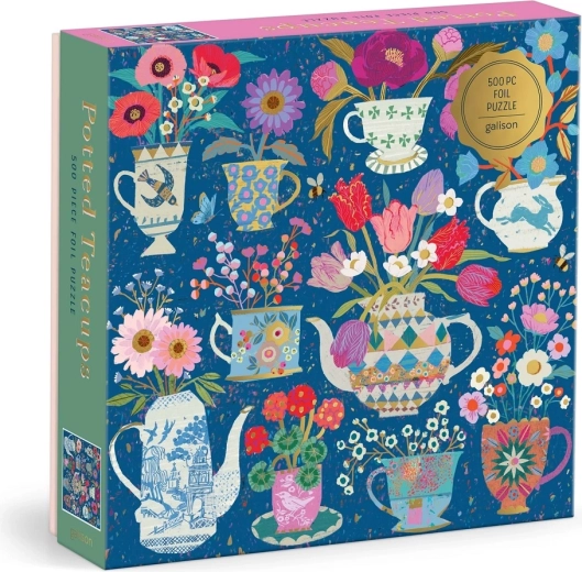 Galison folirani puzzle Victoria Ball – skodelice s cvetjem, 500 koščkov