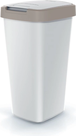 Koš za odpadke Compacta Q Flap 25 l pepelnato siv s svetlo rjavim pokrovom