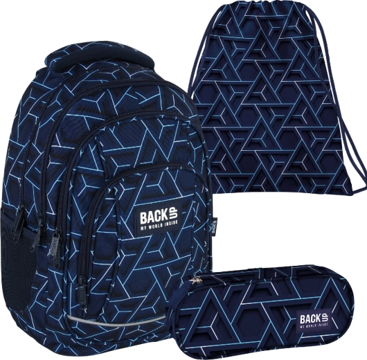 Šolski set BackUP Ion 3v1 (nahrbtnik, peresnica etui in vreča)