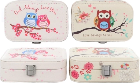 Škatlica za nakit s motivom sovice z ogledalcem