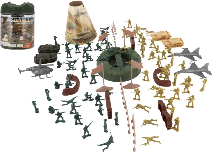vojaški komplet vojakov 110 kosov v plastičnem zaboju