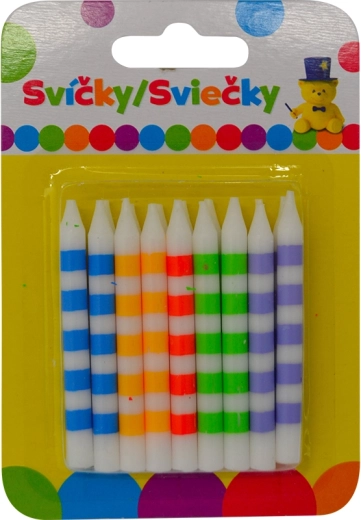Barvne rojstnodnevne svečke s črtami, 18 kos