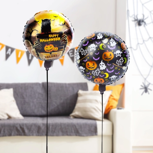 Komplet halloween balonov iz folije v obliki buče in nagrobnika – 2 kosa