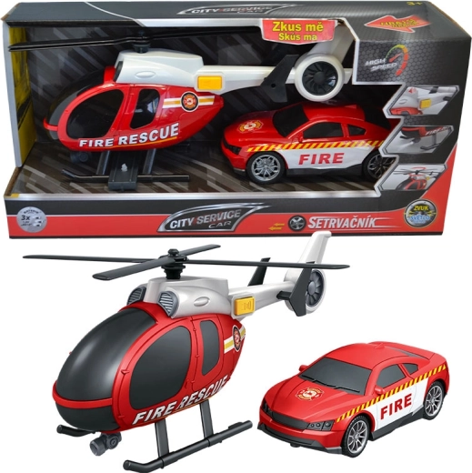 Gasilski set helikopter in avto 1:14 CITY SERVICE CAR