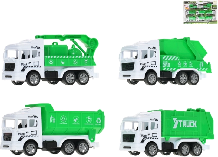 Komplet čistilnih vozil 11 cm z vzvratnim pogonom – 8 kosov v škatlici