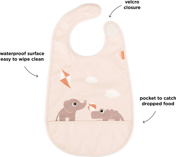 Done by Deer Playground pink bibs with hook-and-loop fastening - 2 pcs