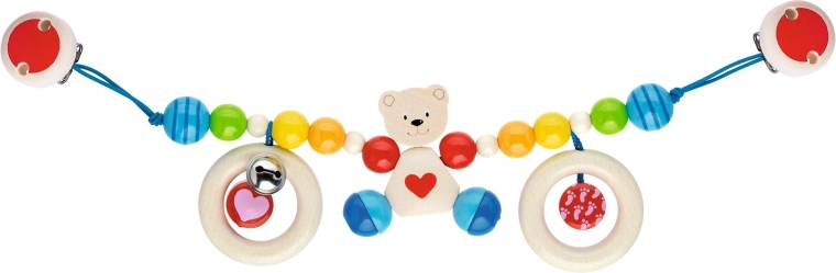 Pram chain with a heart and teddy bear