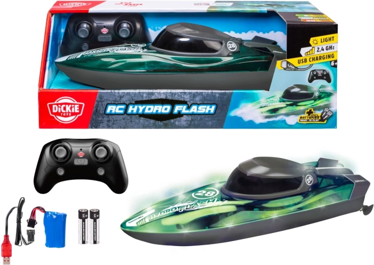 Daljinsko voden čoln Dickie Toys RC Hydro Flash z osvetlitvijo, 29 cm