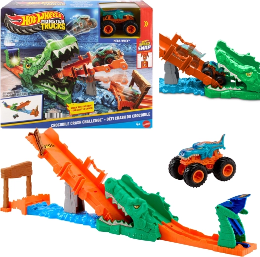 Hot Wheels Monster Trucks krokodilji kaskaderski set z avtom Mega Wrex