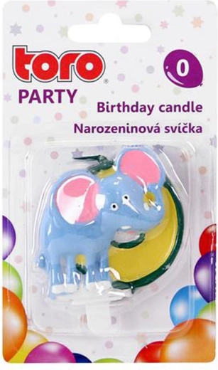 Torta svečka številka 0 s slonom TORO 5 cm