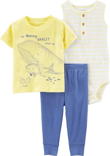 Carter's 3-delni komplet za fantka Yellow Ocean – majica s kratkimi rokavi, trenirke in bodi brez rokavov – NB/ vel. 56