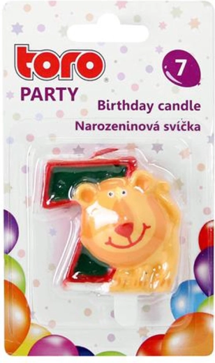Tortna svečka številka 7 z levom TORO 5 cm