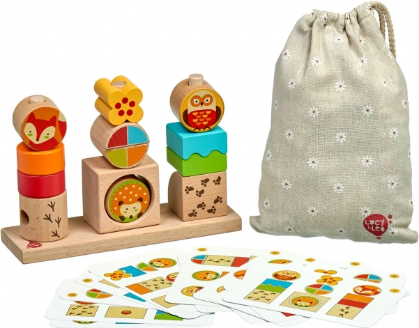 Lucy & Leo lesena sestavljanka Dan in noč s predlogami