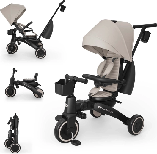 Kinderkraft jazz 3 zložljiv tricikel beige