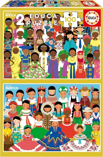 Educa sestavljanka Dekleta iz Amerike in Afrike 2×100 koščkov