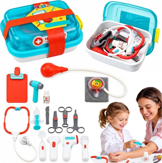Children’s doctor’s suitcase with accessories, lights and sounds (15 pieces)