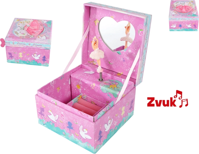 Škatlica za nakit v obliki srca s plesalko balerino in melodijo
