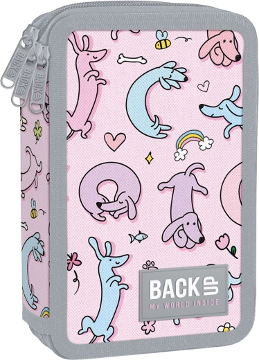 Šolska trikomorna peresnica z opremo BackUP Cute Dogs