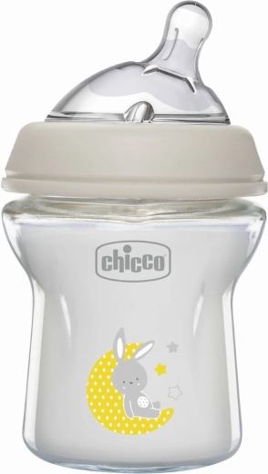 Chicco steklena otroška steklenička Natural Feeling 150 ml, proti kolikam, nevtralna, od 0 mesecev