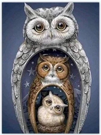 Diamantno slikanje sova matrjoška 30 × 40 cm