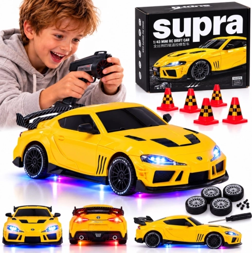 Remote-Controlled Toyota Supra Drift Car 1:43 4x4 with LED Lighting