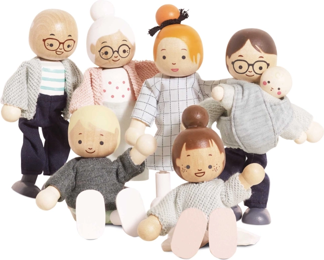 Family of wooden dollhouse dolls Le Toy Van (7 pcs)