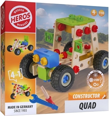 Heros Wooden Construction Set 4-in-1 Constructor Quad (110 pieces)