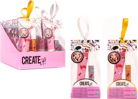 Lesk za ustnice in bleščice za telo CREATE IT! srebrne in zlate