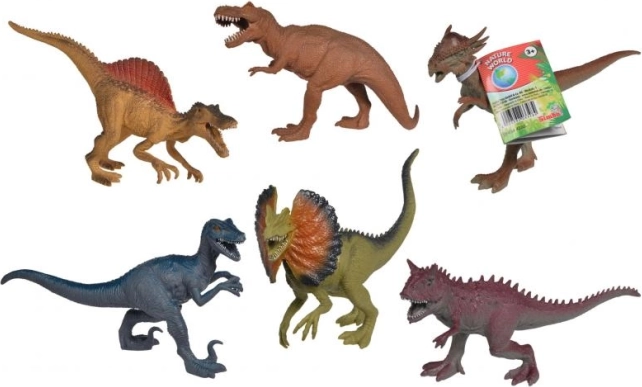 Gumijasti dinozaver 17–22 cm, set 6 vrst