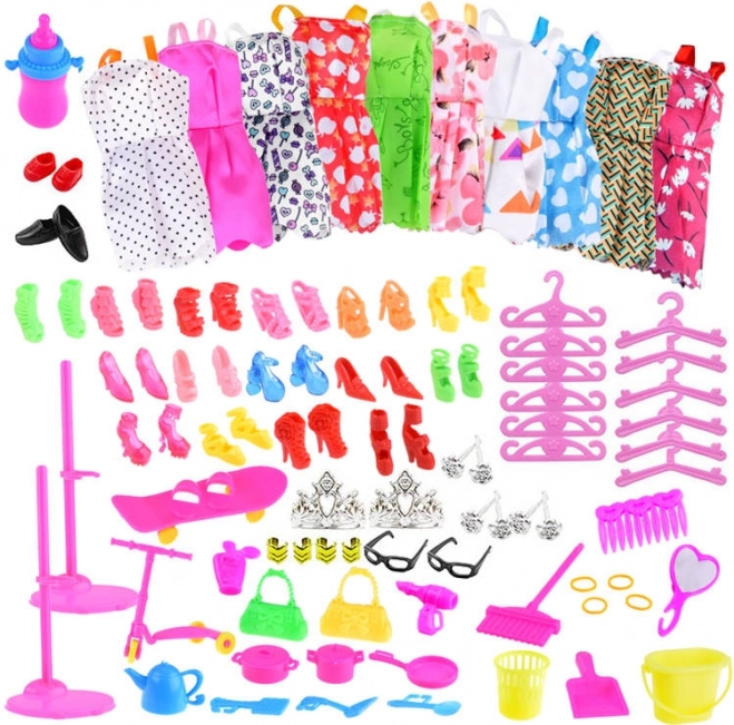 Komplet oblek, čevljev in dodatkov za punčke 30 cm