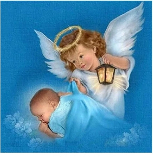 Diamantno slikanje Angelček z dojenčkom 30 × 40 cm NORIMPEX