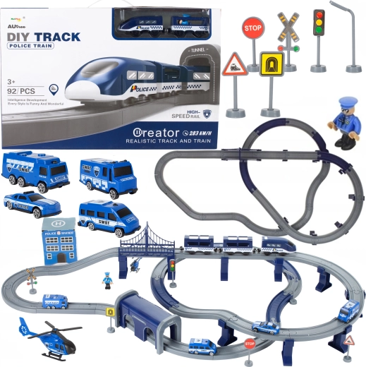 Policijska električna vlakovna proga s helikopterjem 103 × 61 × 15 cm