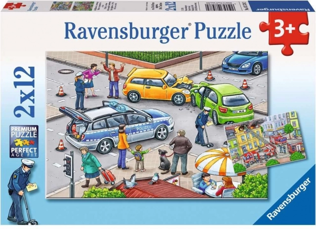 Ravensburger sestavljanka Z modro lučjo na cestah 2×12 koščkov