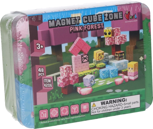 Magnet Cube Zone Pink forest magnetna konstrukcijska igrača, 48 delov