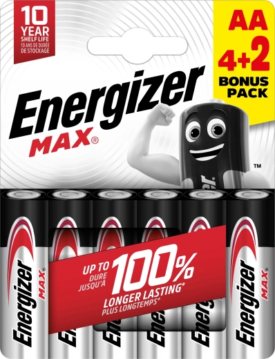 Energizer Max AA alkalne baterije 6 kosov (4+2 gratis)