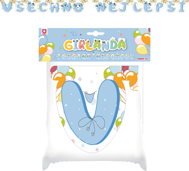 Papirnata girlanda Vse najboljše modra