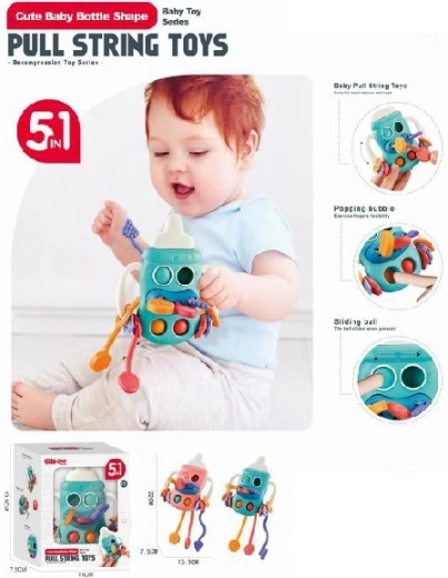 Senzorična ropotulja steklenička za otroke