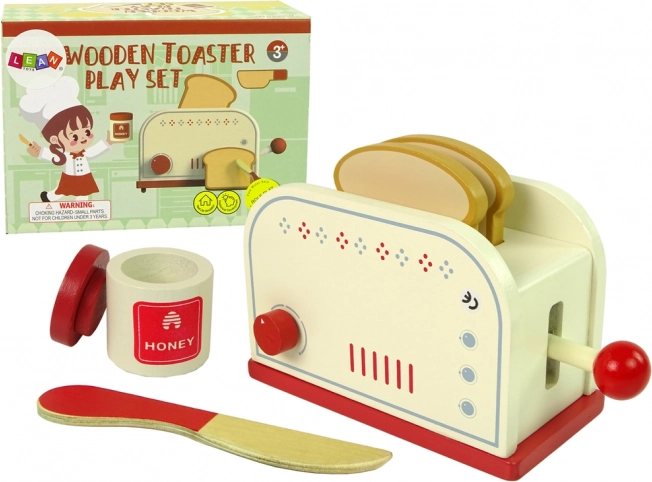 Leseni toaster z kuhinjskimi dodatki za otroke