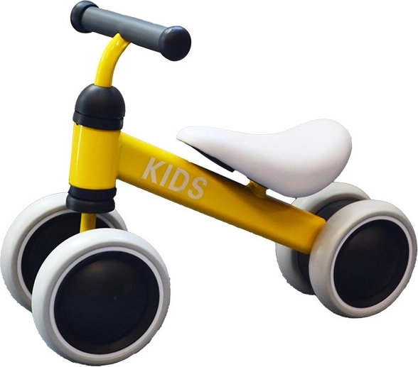 Otroški poganjalec KIDS – kovinski, 4 kolesa, rumen