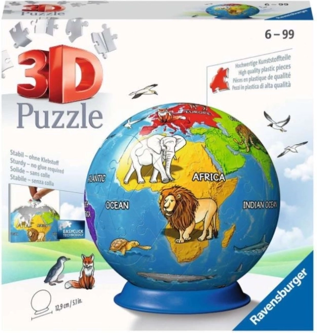 Ravensburger 3D sestavljanka otroški globus, 72 kosov