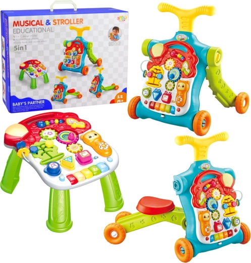 Večnamenski hojivo 5-v-1 z odstranljivim interaktivnim panelom, poganjalcem, skirojem in izobraževalno mizico